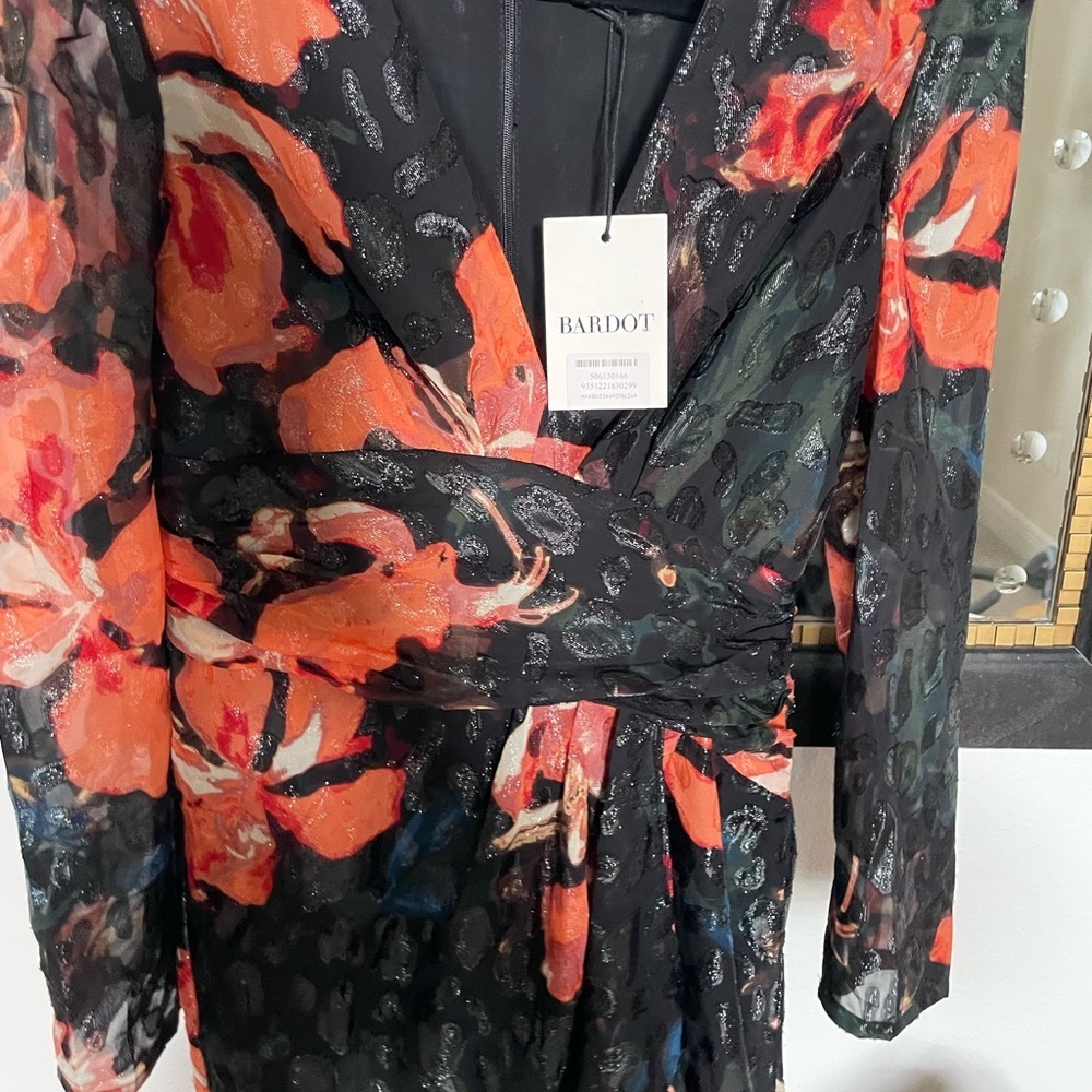 Floral Shine Wrap Dress - Picture 4 of 5